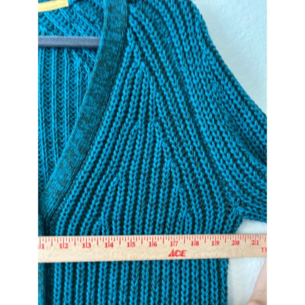 Sundance Coastal Grandma Teal Green Chunky Ribbed Knit Cardigan Sweater SZ SM - Picture 7 of 8